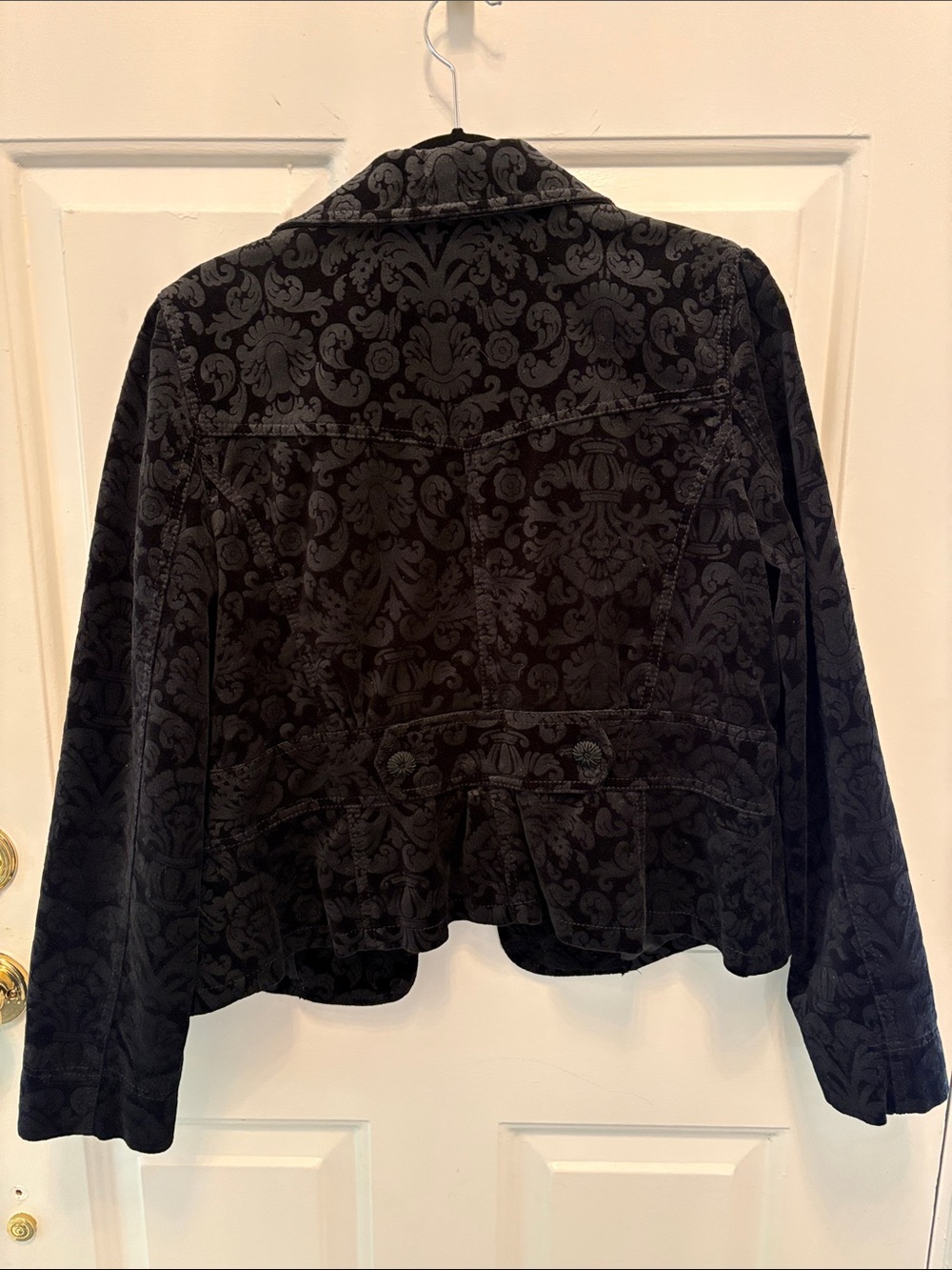 LOFT Black Patterned Velvet Blazer Jacket - Picture 8 of 11